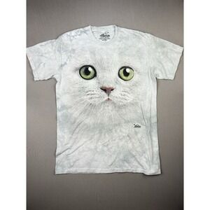 The Mountain Adult M Tie Dye Retro Cat Face Tee Shirt 2011